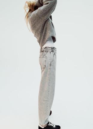 Джинси жіночі сірі з поясом zara new4 фото