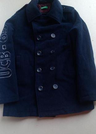 Стильное фирменное темно синее деми пальто для мальчика2 фото