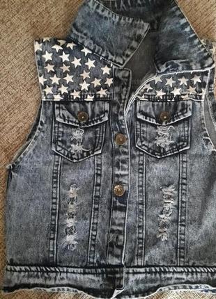 Супер жилетка безрукавка джинсова 152 см