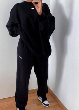 Женский спортивный костюм двойка, кофта свитшот+спортивные штаны черный/серый/бежевый7 фото