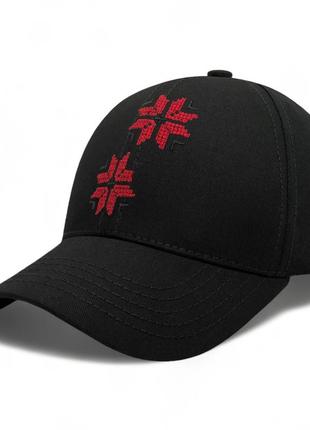 Женская кепка с орнаментом черно-красным m 54-59 \ l 59-621 фото