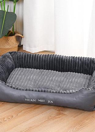 Оксамитовий лежак для собак pet style "nuan" сірий 50х40х20 см3 фото