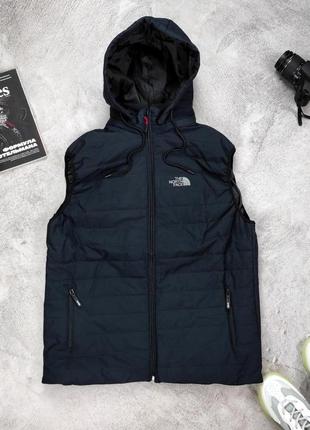 Чоловіча утеплена жилетка the north face синя