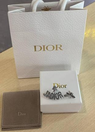Диор серьги "муха" в подарочной брендовой упаковке / ассиметричные серьги диор