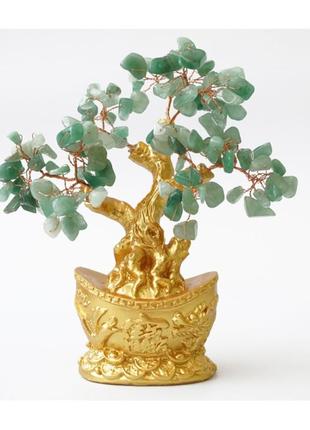 Дерево щастя з каменя зелений авантюрин, дерево щастя, камінь зелений авантюрин