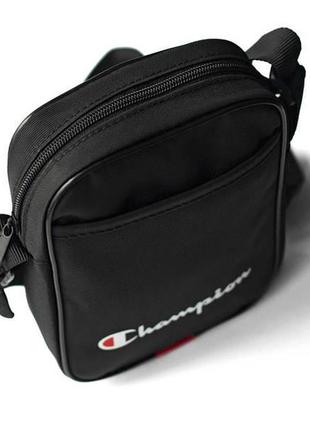 Мужская сумка мессенджер champion casual черная спортивная барсетка текстильная сумка через плечо3 фото