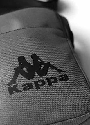 Мужская сумка мессенджер kappa grey серая спортивная барсетка  тканевая сумка через плечо3 фото