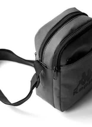 Мужская сумка мессенджер kappa grey серая спортивная барсетка  тканевая сумка через плечо5 фото
