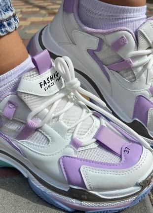 Жіночі кросівки amelia білі з фіолетовими вставками gw2 фото