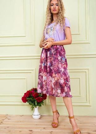 Літня сукня міді, бузкового кольору в принт, 119r0419
