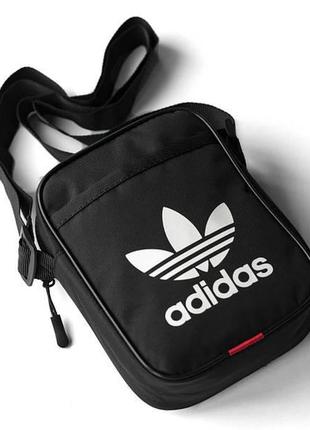 Чоловіча сумка месенджер adidas casual чорна спортивна барсетка через плече текстильна5 фото