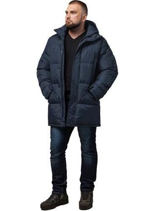 Зимняя мужская куртка большого размера цвет темно-синий модель 32841 фото