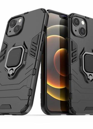 Чехол fiji ring для apple iphone 13 mini бронированный бампер с кольцом черный