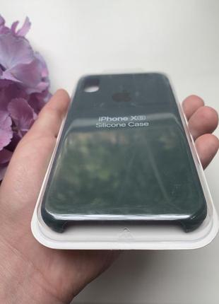 Чехол силиконовый для iphone x/xs silicone case темно зелёного цвета2 фото