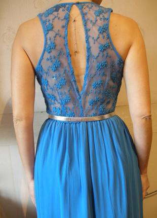 Нарядное платье в пол из элитной ткани top shop англия красивый синий цвет1 фото