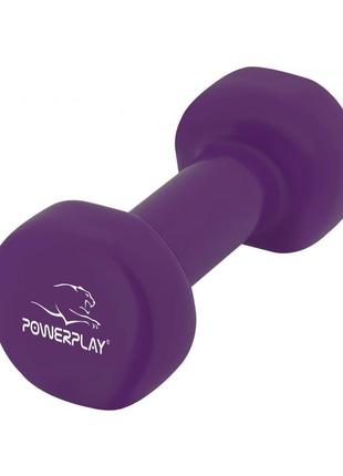 Гантель для фитнеса тренировочная виниловая powerplay 4125 achilles 2.5 кг. фиолетовая (1шт.) dm-114 фото