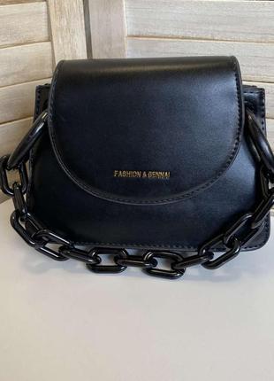 Модная женская мини сумочка с цепочкой, маленькая оригинальная сумка для девушки черный4 фото