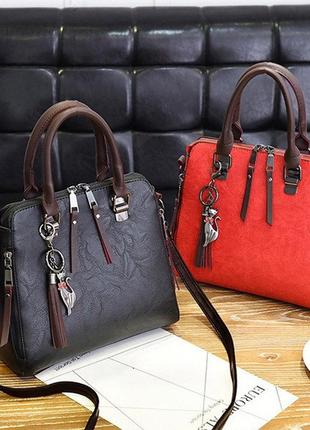 Вместительная женская сумка с брелком, стильная сумочка для девушки с подвеской2 фото
