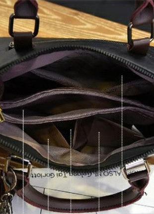 Вместительная женская сумка с брелком, стильная сумочка для девушки с подвеской10 фото