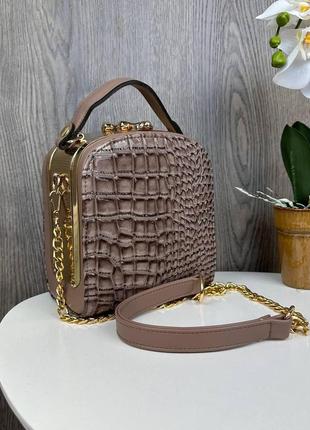 Женская модная маленькая сумка под рептилия, стильная каркасная мини сумочка для девушки4 фото