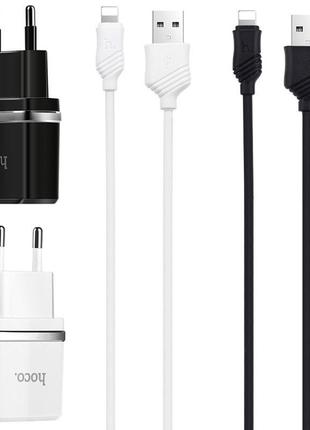 Сзу hoco c12 charger + cable lightning 2.4a 2usb