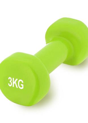 Гантель для фитнеса тренировочная виниловая powerplay 4125 achilles 3 кг. зеленая (1шт.) dm-116 фото
