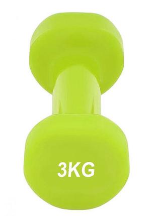 Гантель для фитнеса тренировочная виниловая powerplay 4125 achilles 3 кг. зеленая (1шт.) dm-113 фото