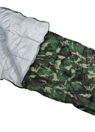 Спальный мешок одеяло для кемпинга и туризма (спальник) cattara "army" 13404 камуфляж 5-15°c dm-113 фото