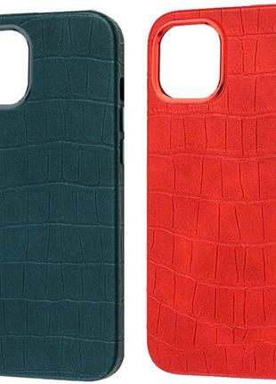 Кожаный чехол croco leather для apple iphone 14 plus (6.7")