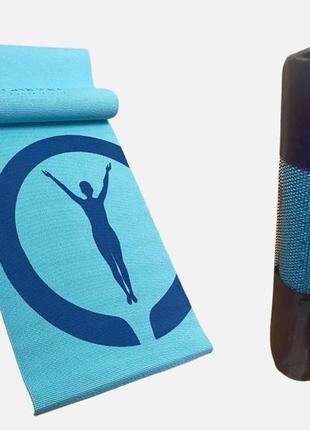 Комплект килимок для йоги з сумкою liveup printed yoga mat + bag блакитний 173х61х0.6см