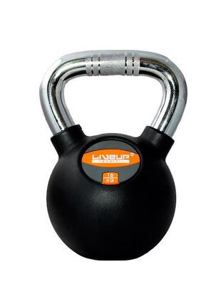 Гиря liveup rubber kettel dumbell чорний 16кг