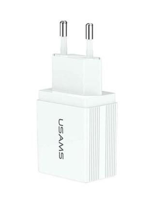 Мзп usams us-cc090 t24 2.1a dual usb travel charger （eu）