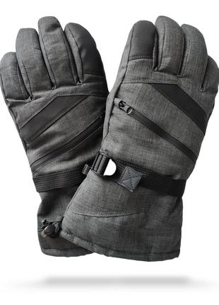 Чоловічі лижні сірі високі рукавички-краги ls0105