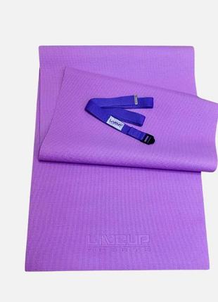 Комплект килимок і ремінь для йоги liveup yoga mat + belt фіолетовий 173x61x0.4см