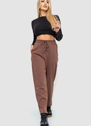 Штани жіночі в рубчик, колір коричневий, 115r0430-1