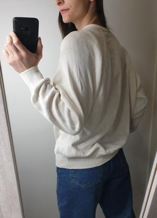 Базовый удлиненный хлопковый кремовый винтажный свитер джемпер под горло винтаж st. michael7 фото