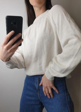 Базовый удлиненный хлопковый кремовый винтажный свитер джемпер под горло винтаж st. michael2 фото