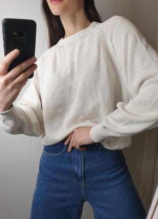 Базовый удлиненный хлопковый кремовый винтажный свитер джемпер под горло винтаж st. michael3 фото