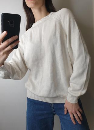 Базовый удлиненный хлопковый кремовый винтажный свитер джемпер под горло винтаж st. michael5 фото