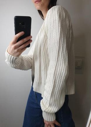 Стильний базовий кремовий кардиган накидка в'язаний светр укорочений бавовна6 фото