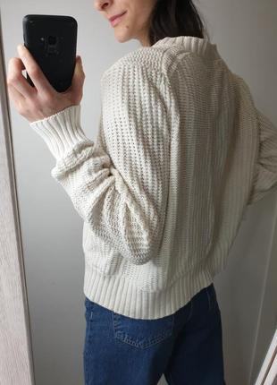 Стильний базовий кремовий кардиган накидка в'язаний светр укорочений бавовна8 фото