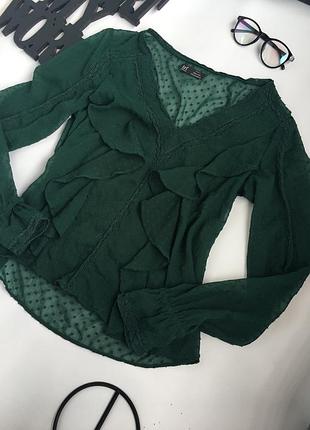 Изумрудная блуза с сеткой от  zara