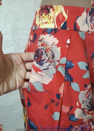 Новая мини-юбка в яркий принт "крупные розы" с натурального хлопка, размер м-л5 фото