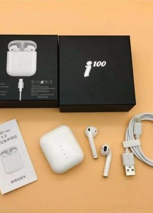 Бездротові сенсорні навушники i100 tws бінауральні bluetooth 5.0 white5 фото