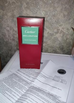 Парфум cartier declaration haute fraicheur edt 100 мл1 фото