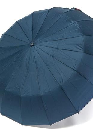 Зонт однотонный на 16 спиц синий2 фото