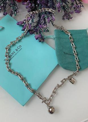 Тиффани tiffany подвеска цепь крупная на шею с шариком и замочком / упакована в мешочек tiffany
