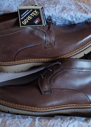 Брендовые фирменные английские кожаные ботинки clarks newkirk upablex gore-tex, оригинал, новейший в коробке.1 фото