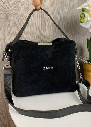 Женская замшевая маленькая сумочка в стиле zara, качественная сумка для девушки из натуральной замши зара2 фото