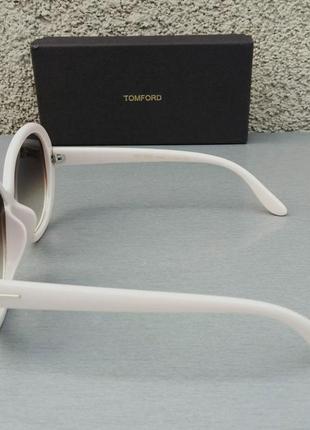 Tom ford очки женские солнцезащитные круглые цвет слоновой кости с градиентом5 фото